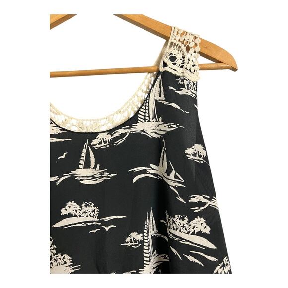 Vintage Havana Tank Top Shirt L Large Lace Racerback Sheer Casual Blouse - Picture 2 of 5